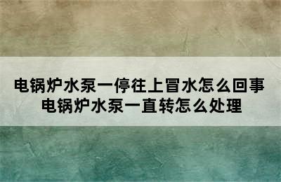 电锅炉水泵一停往上冒水怎么回事 电锅炉水泵一直转怎么处理